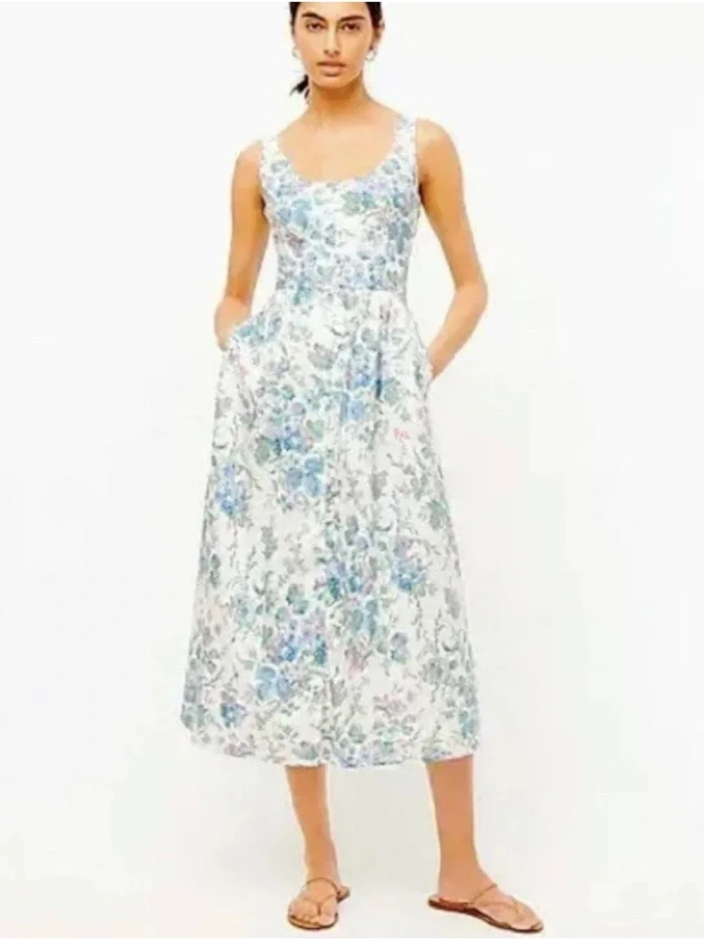 J.Crew Button-Front Cotton Poplin Dress in English Garden Size 00